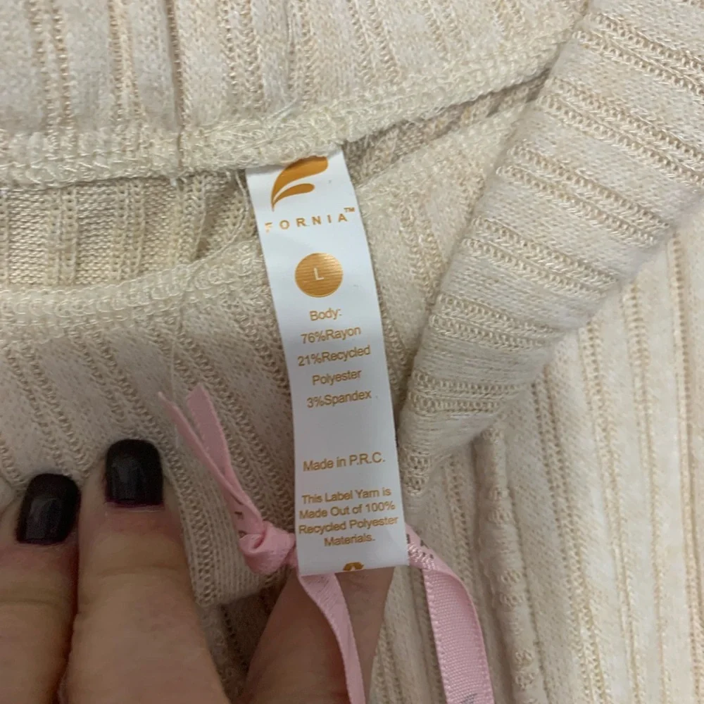 Cream Lounge 2 Piece Set with Pants and Long Cardigan NWT - Picture 7 of 7